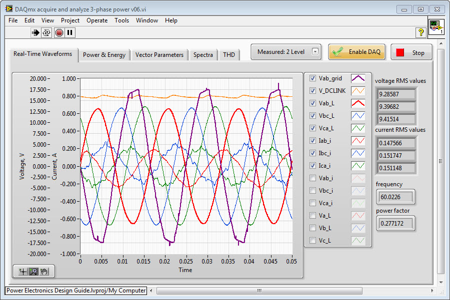 GPIC back-to-back inverter research board - running on 11-15-2012 - power measurements - current filtering.jpg